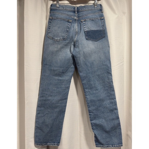 Gap Cheeky Straight Patchwork High Rise Jeans Blue Denim Womens Size 4/27 - Picture 7 of 8